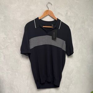 Perry Ellis Dark Blue Polo with White Detailing, size M